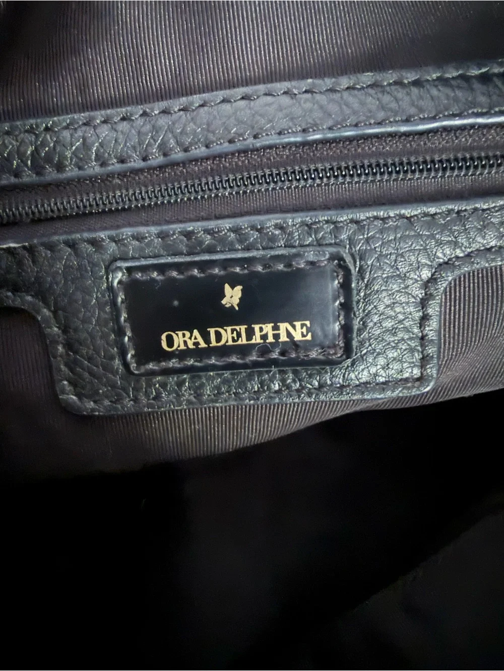 Ora Delphine Adele Satchel in black pebbled leather